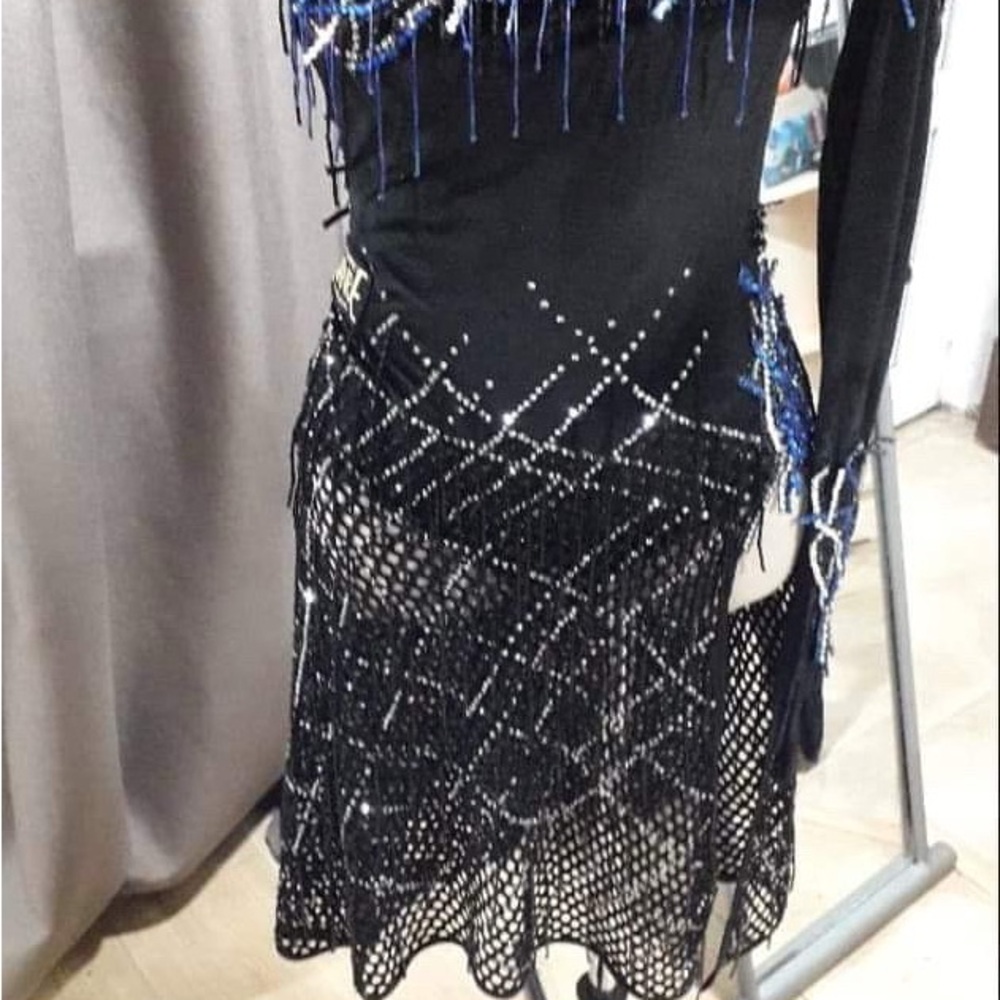 Black and Blue Beaded Dress